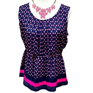 Cynthia Rowley Navy & Pink Blouse